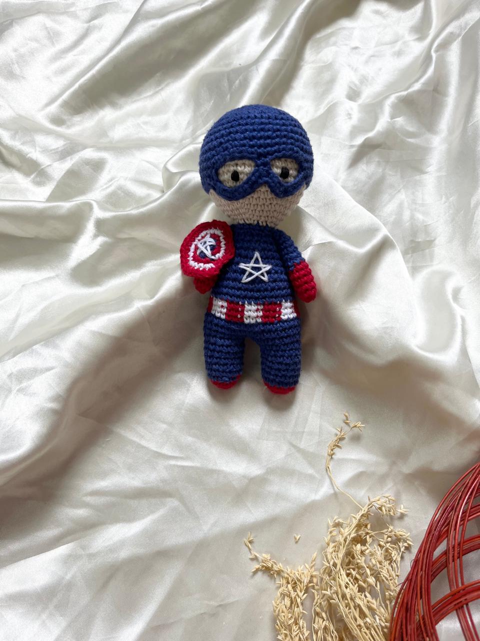 Crochet Toys Captain America Small Size 6 inch