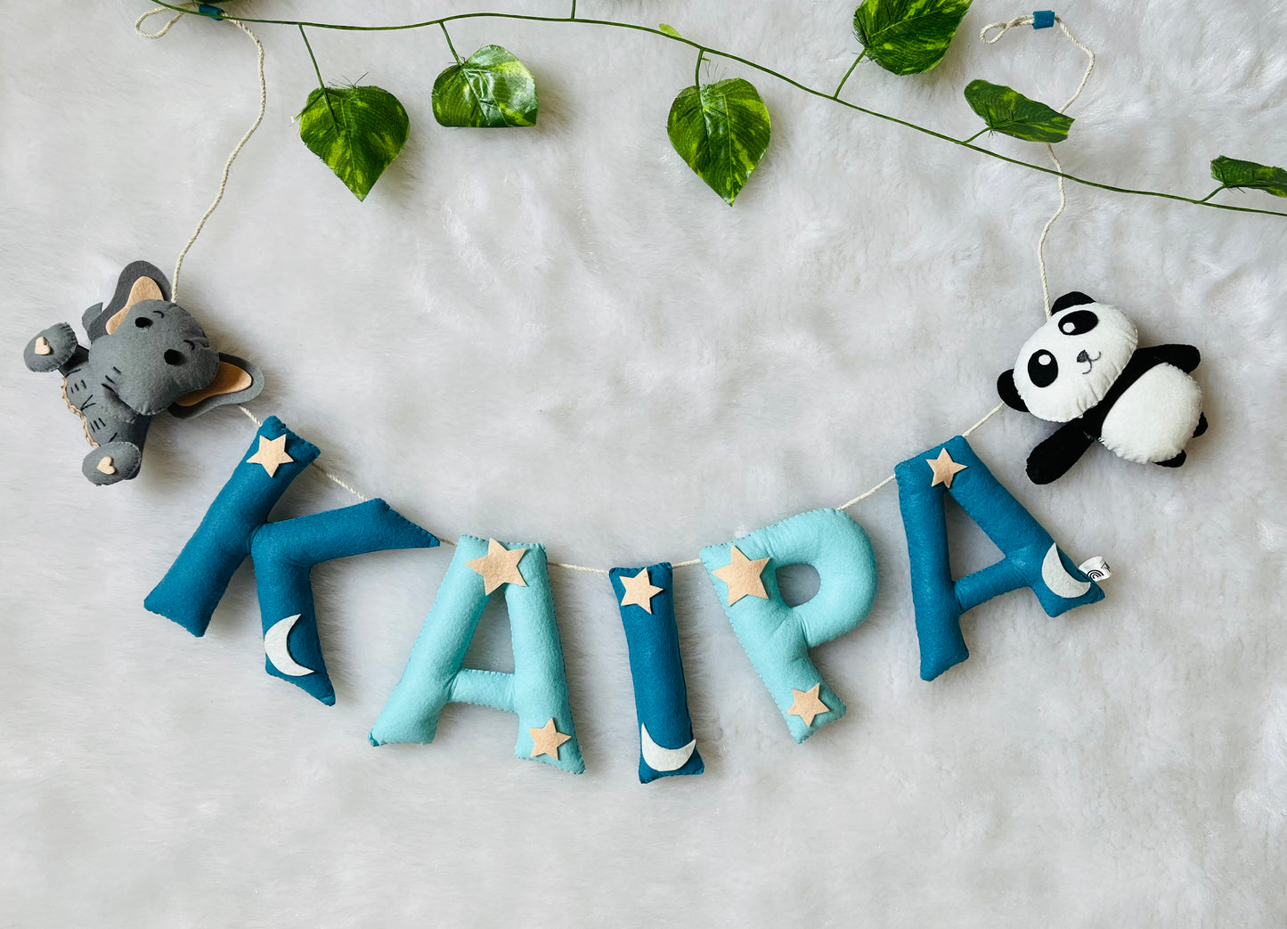 Elephant & Panda Theme Name Bunting