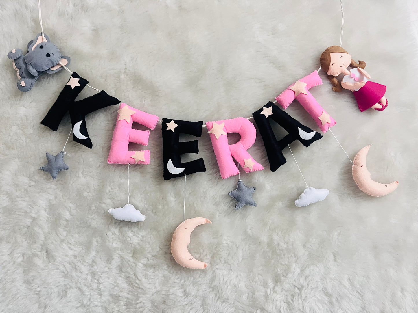 Black Pink Theme Name Bunting