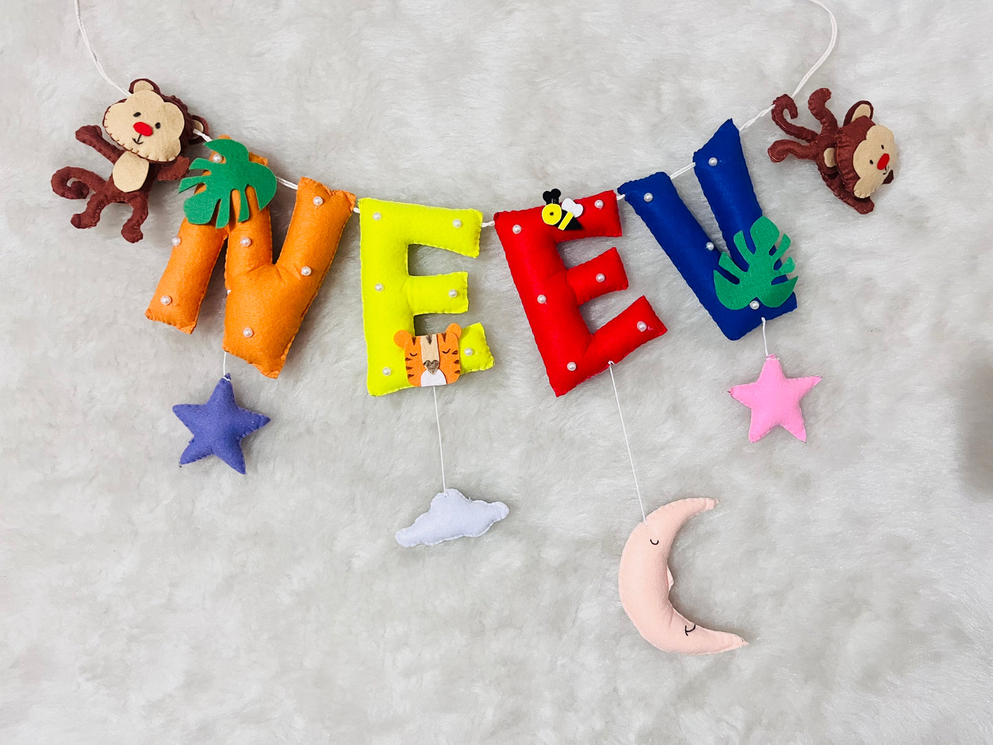 Monkey & Bee Theme Name Bunting
