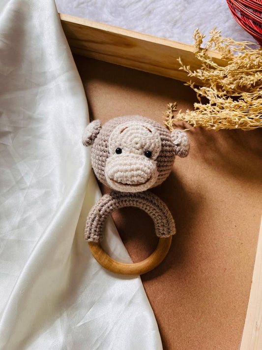 Crochet Teether Baby Monkey