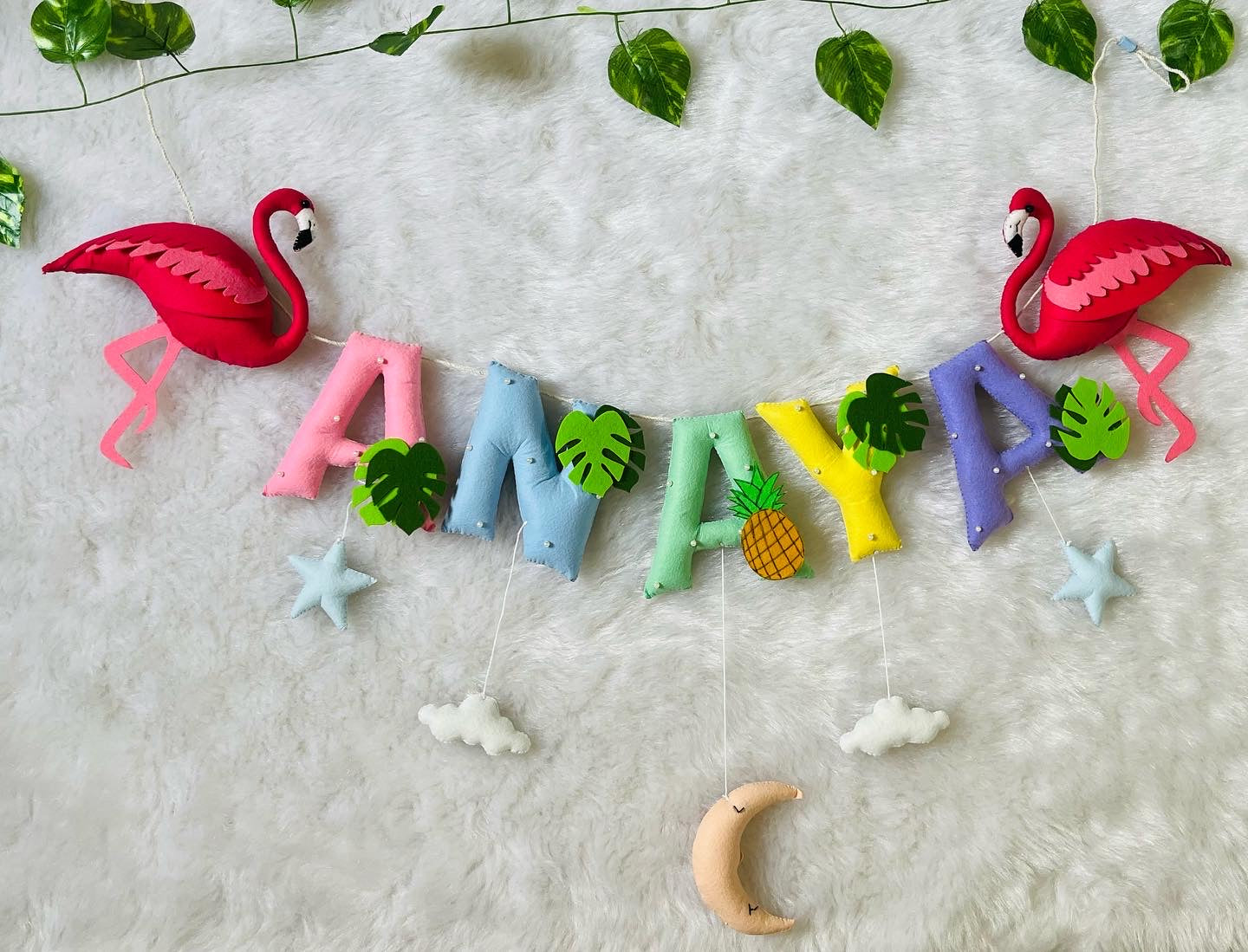 Flamingo Theme Name Bunting