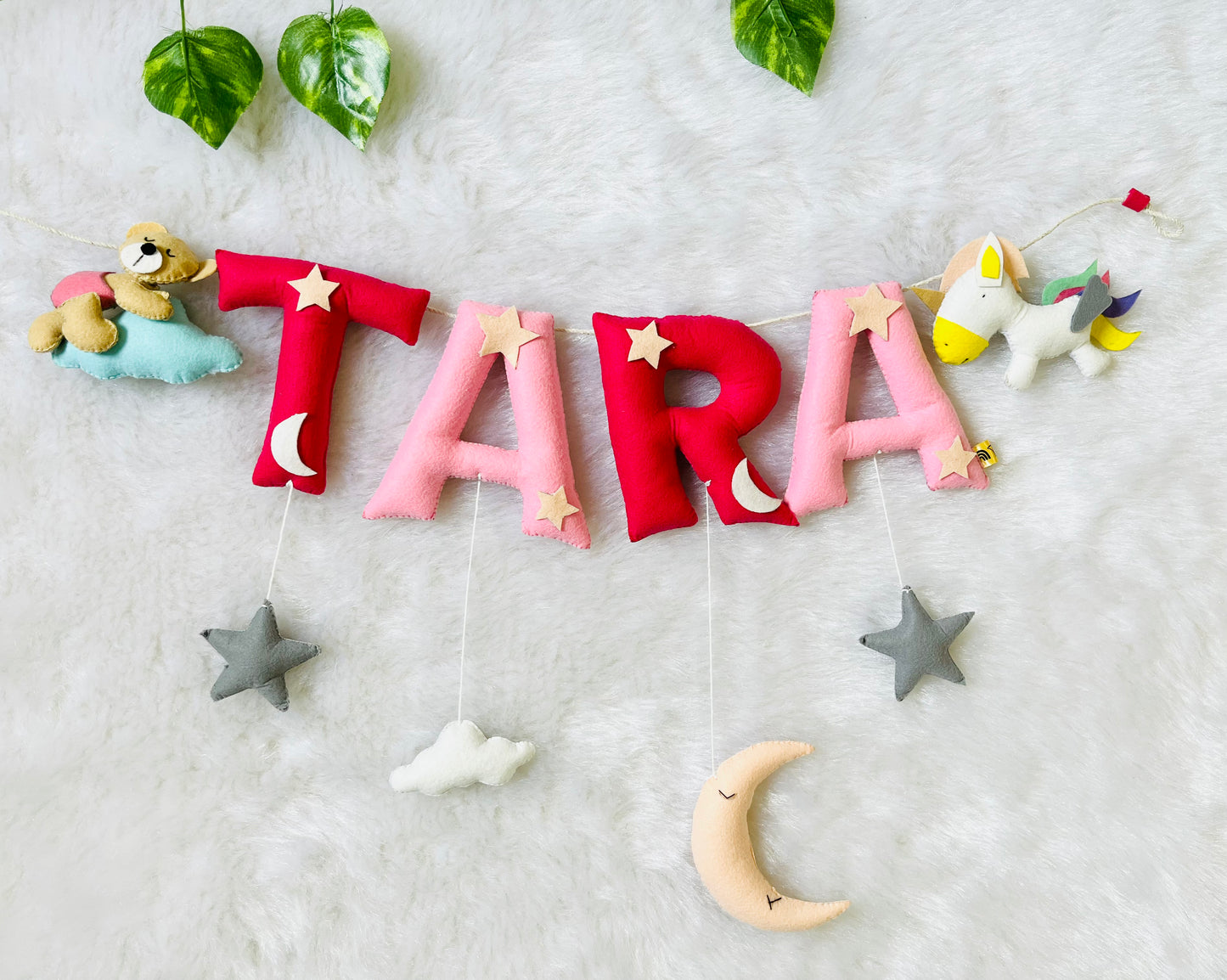Unicorn & Teddy Theme Name Bunting