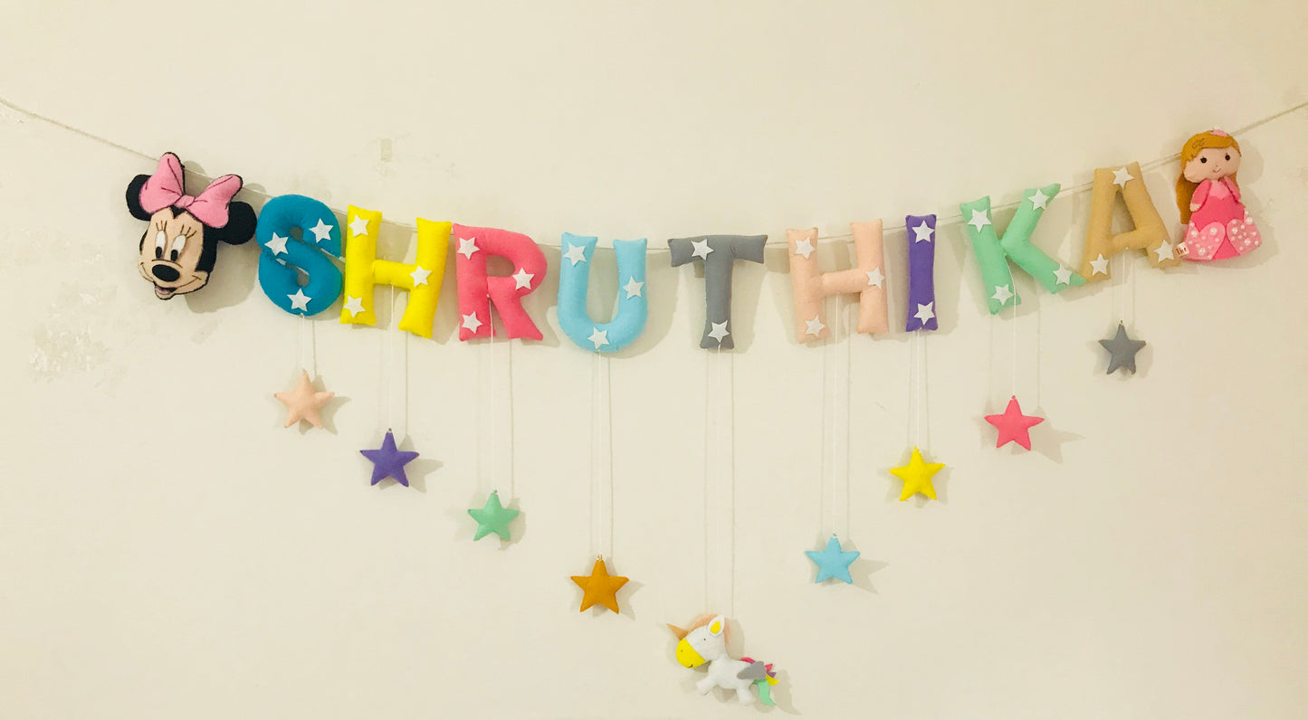 Mickey & Doll Theme Name Bunting