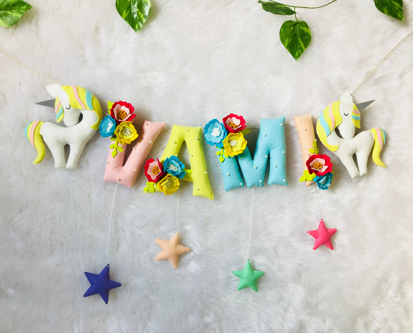Floral & Unicorn Theme Name Bunting
