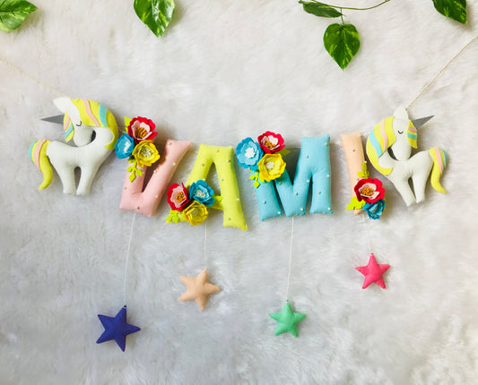 Floral & Unicorn Theme Name Bunting