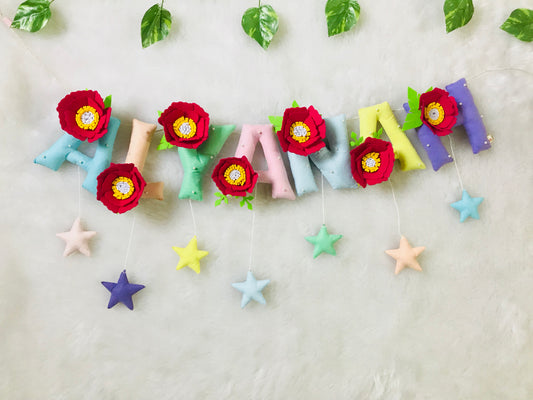 Floral Theme Name Bunting