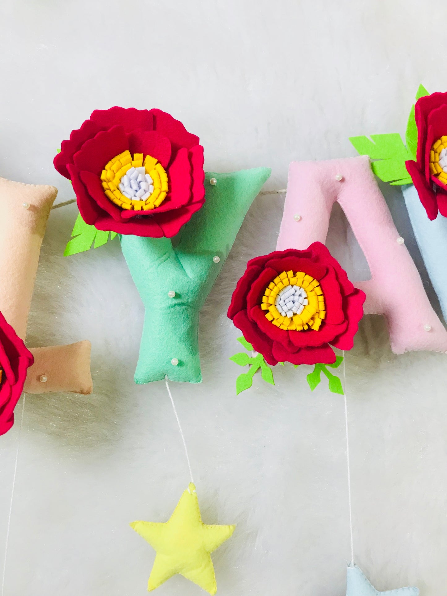 Floral Theme Name Bunting