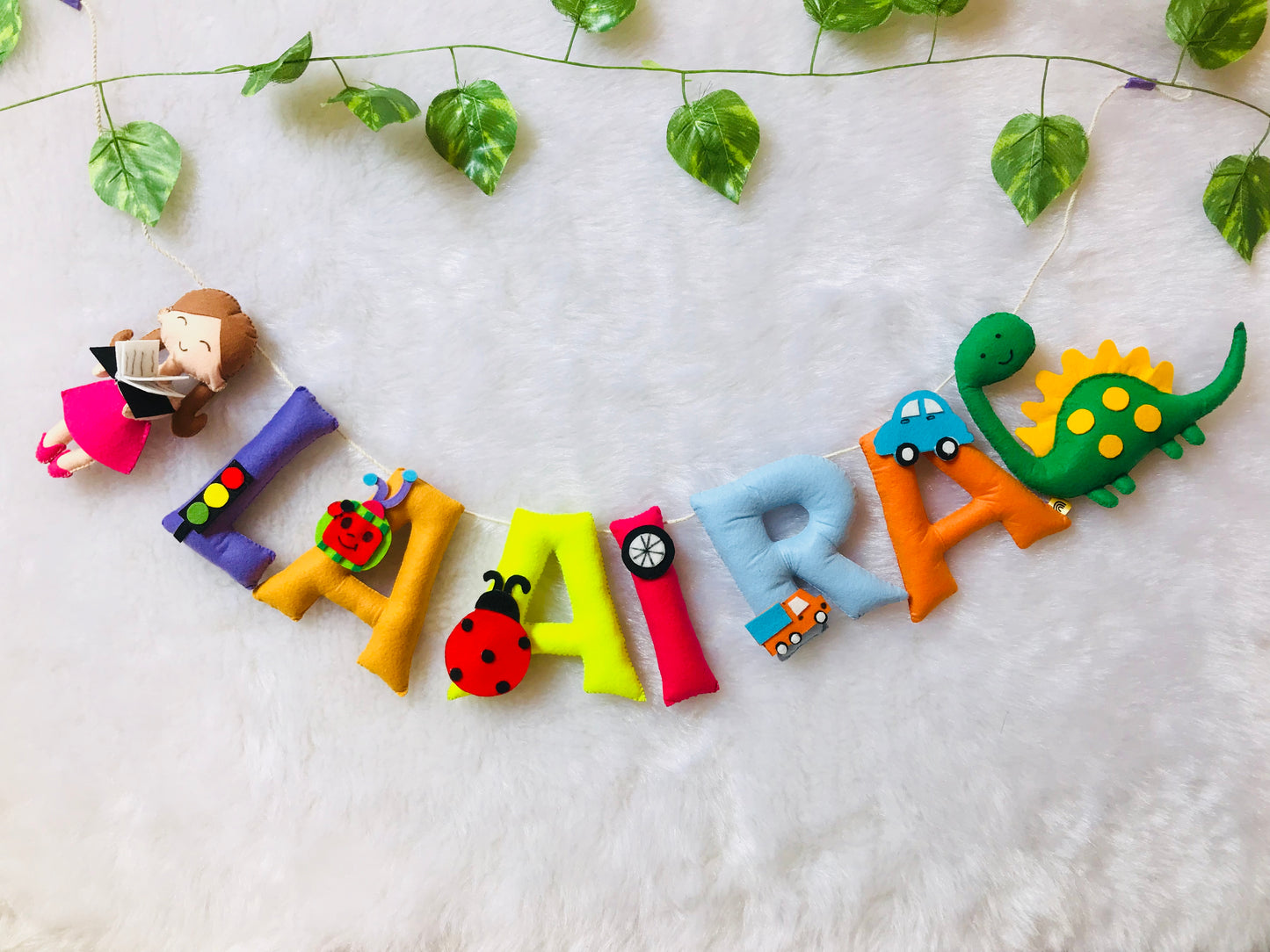 Girl & Dino Theme Name Bunting