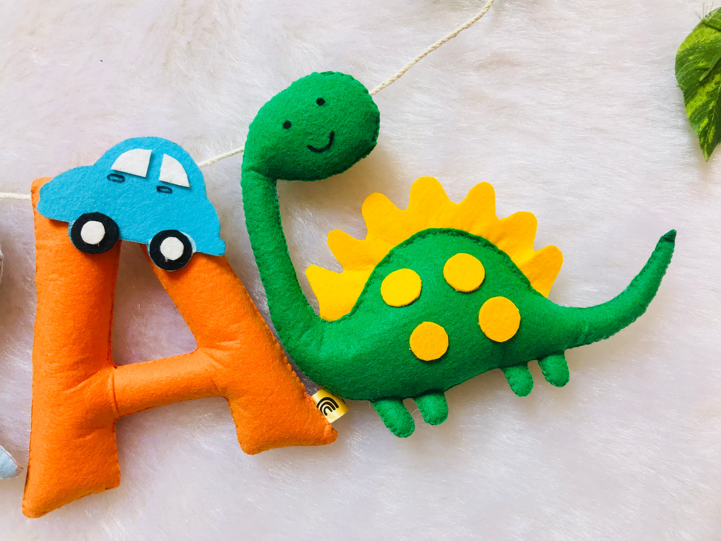 Girl & Dino Theme Name Bunting