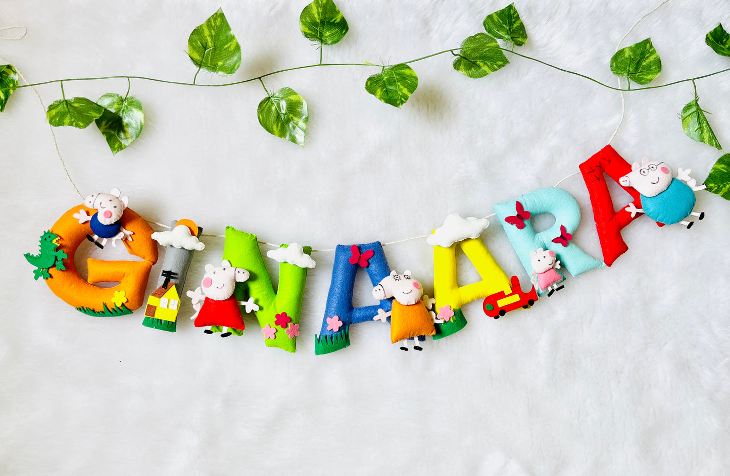 Peppa Theme Name Bunting