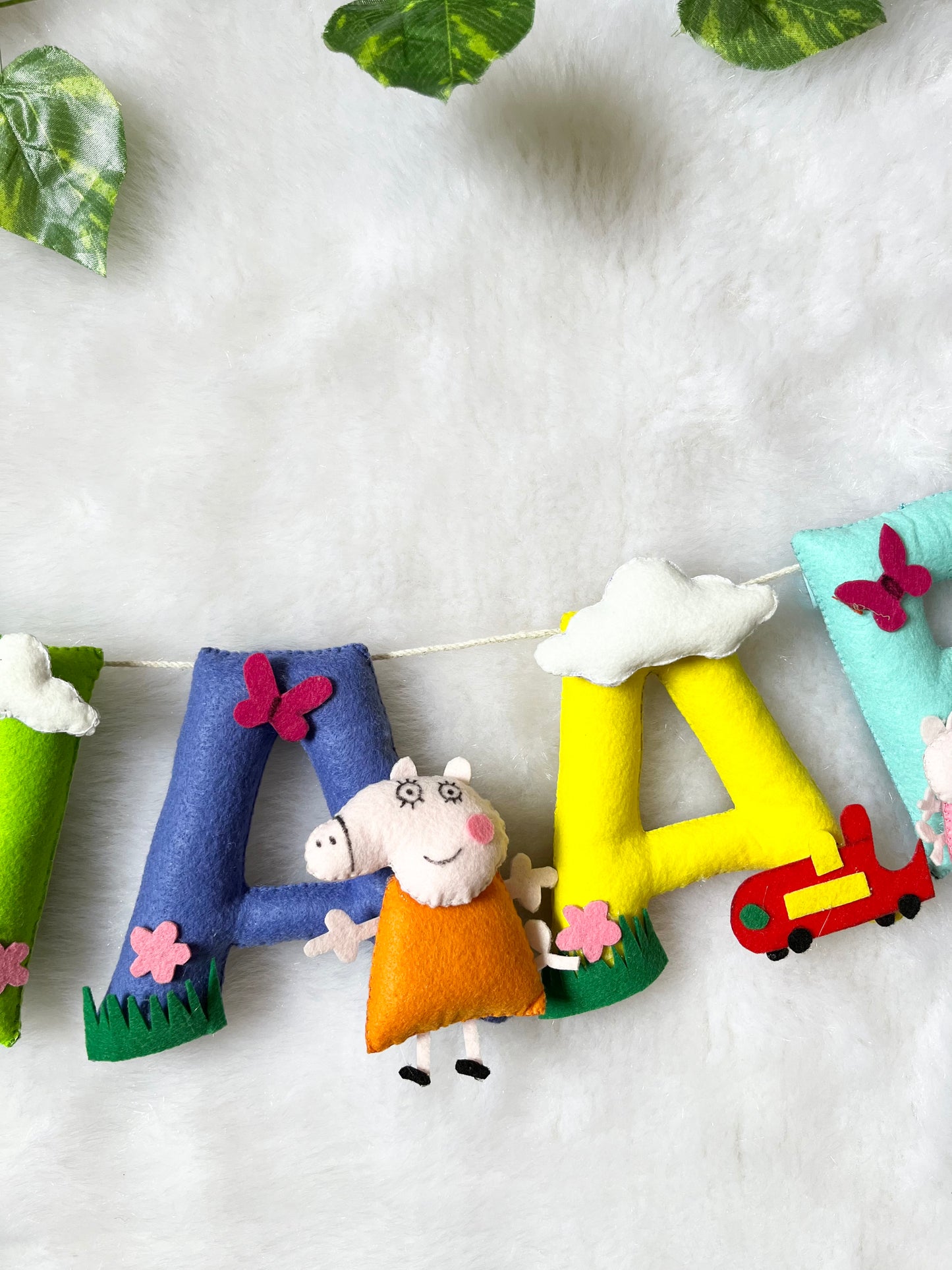 Peppa Theme Name Bunting