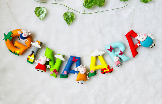 Peppa Theme Name Bunting