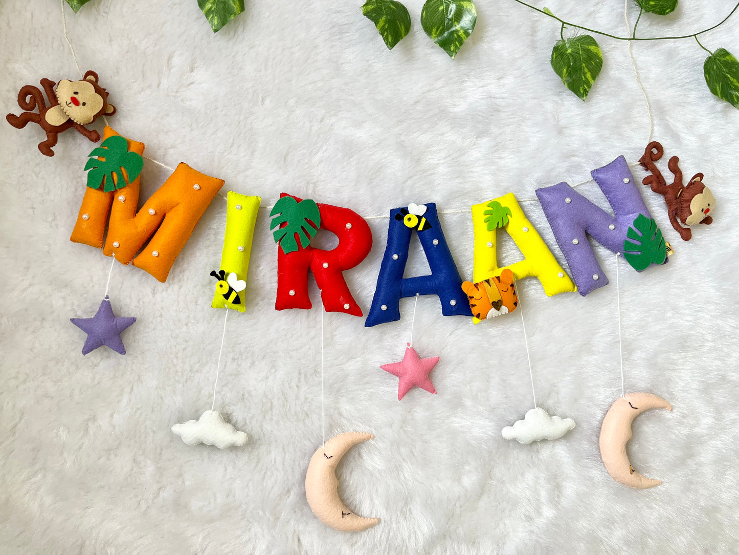 Monkey & Bee Theme Name Bunting