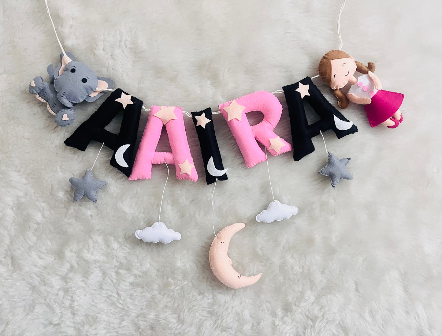 Black Pink Theme Name Bunting