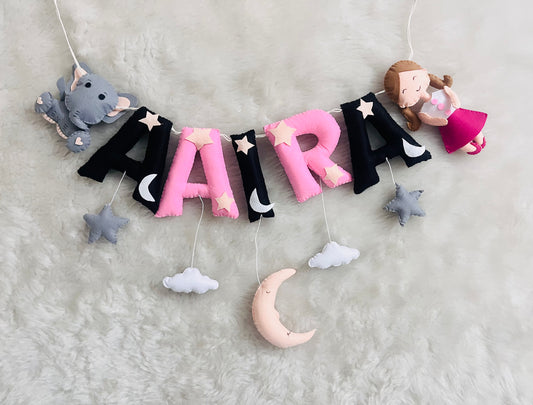 Black Pink Theme Name Bunting