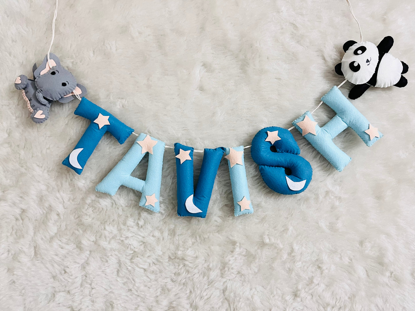 Elephant & Panda Theme Name Bunting