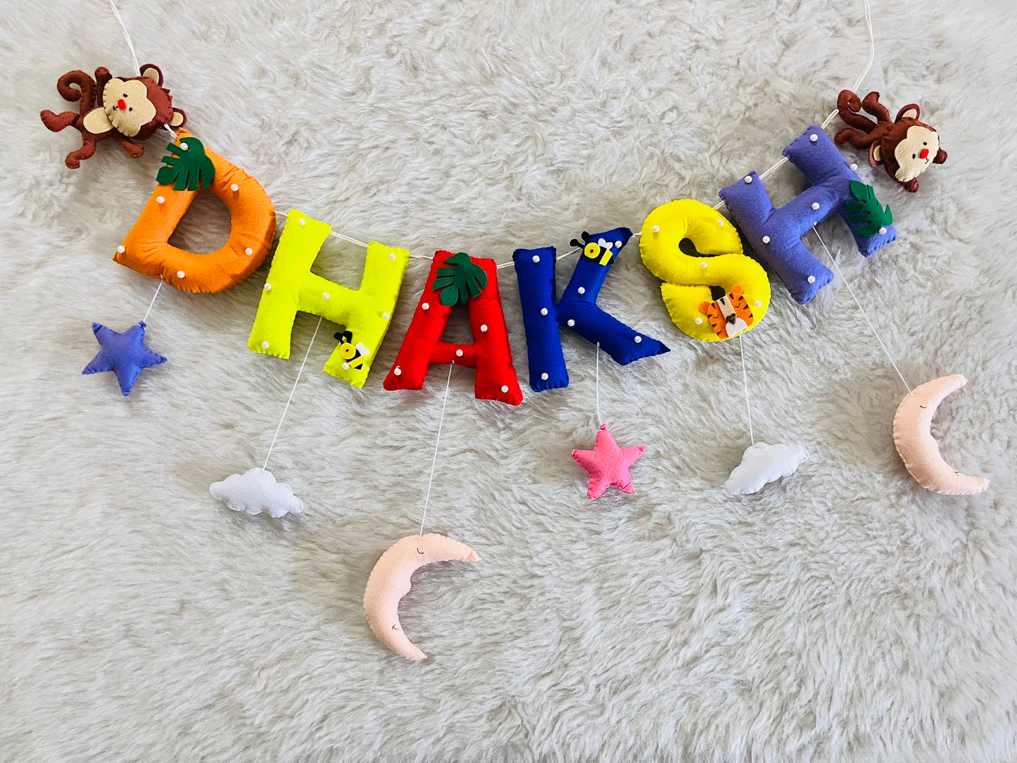 Monkey & Bee Theme Name Bunting