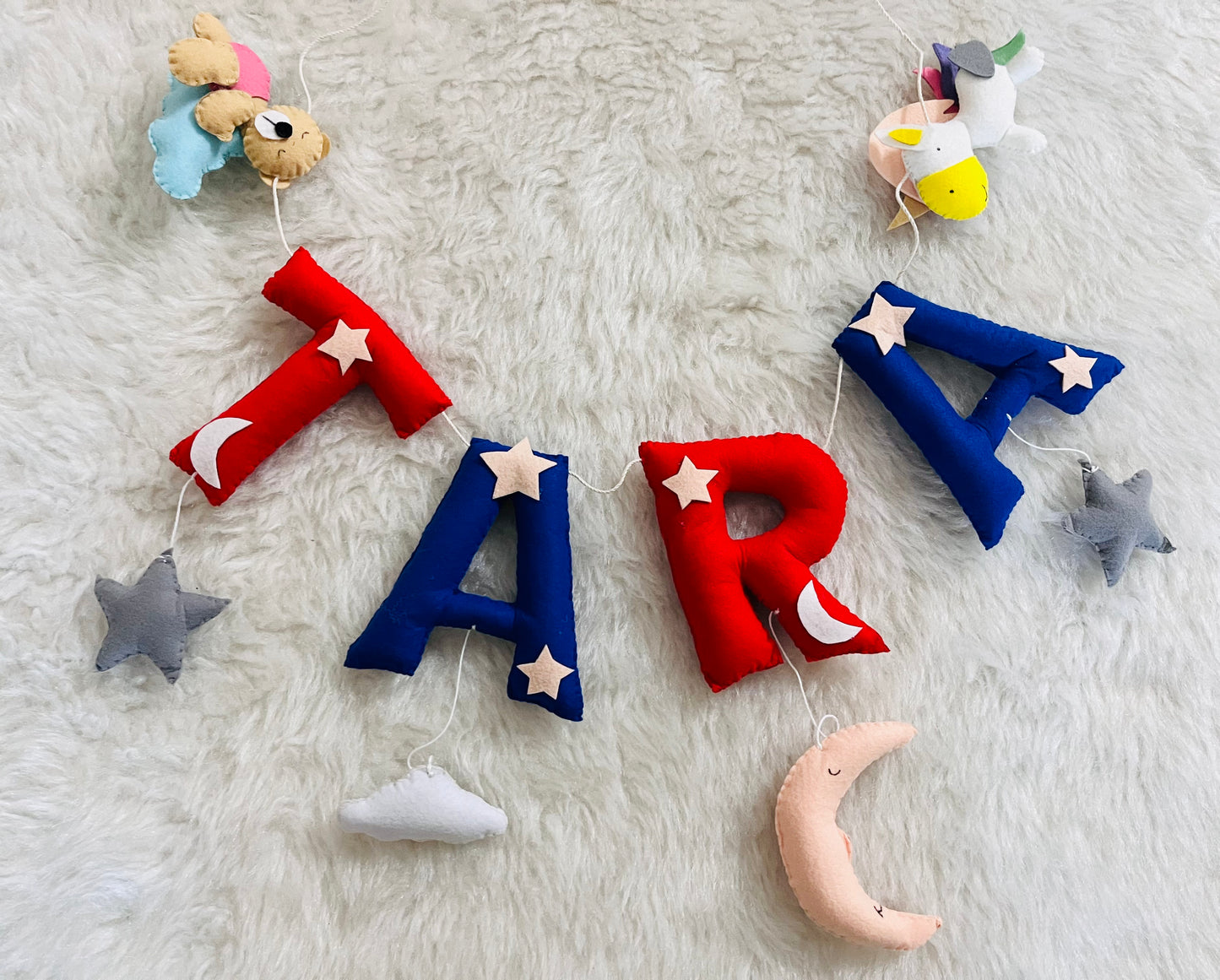 Unicorn & Teddy Theme Name Bunting