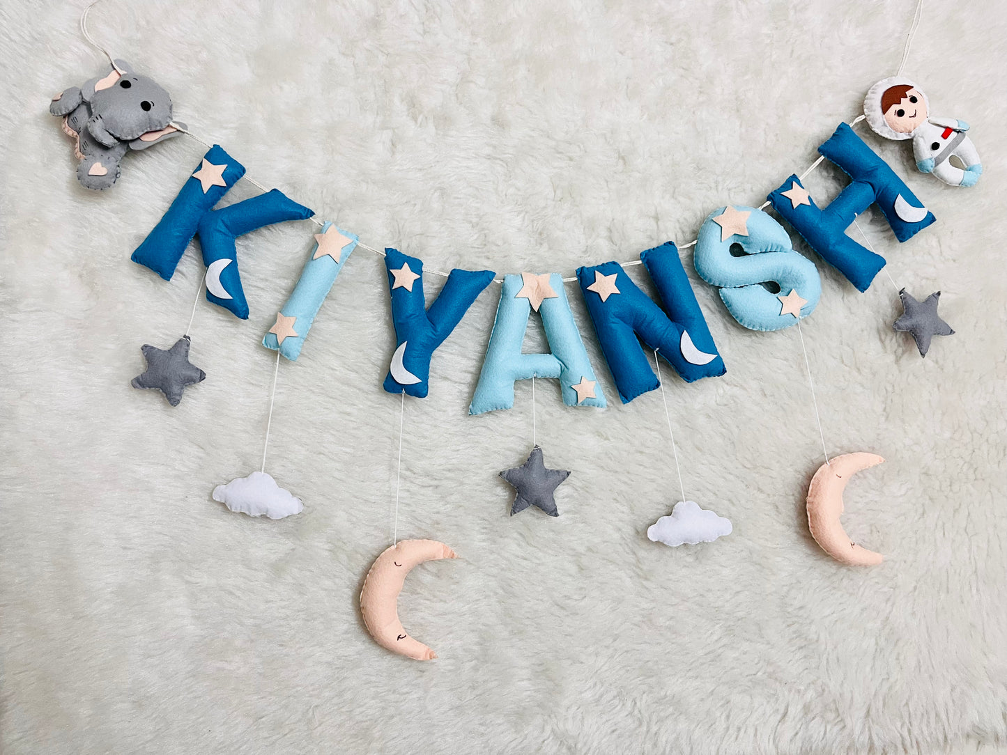 Elephant & Astronaut Theme Name Bunting