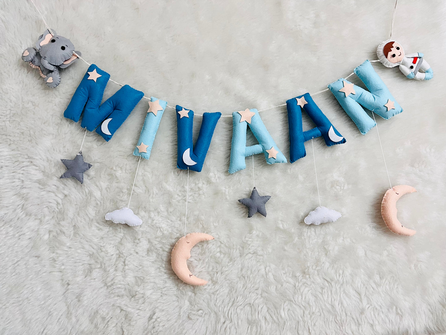 Elephant & Astronaut Theme Name Bunting