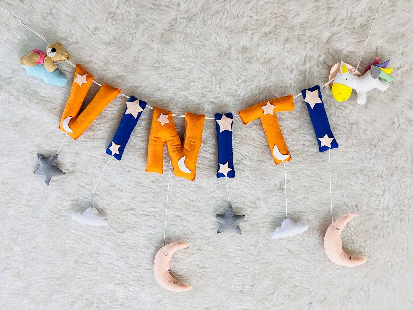 Unicorn & Teddy Theme Name Bunting