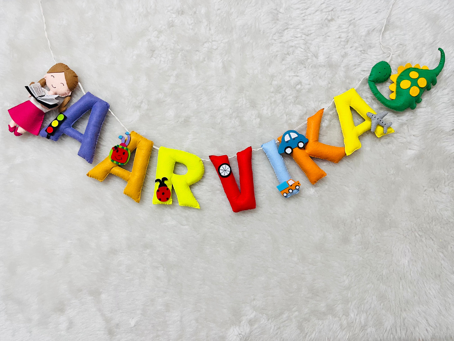 Girl & Dino Theme Name Bunting