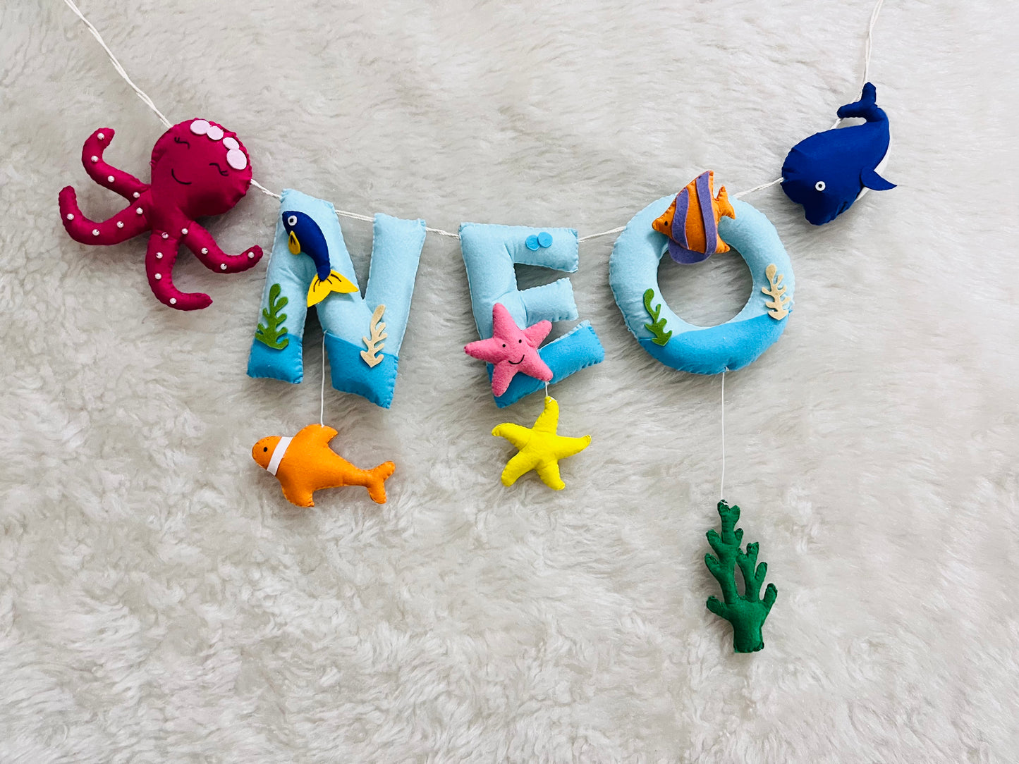 Octopus Whale Theme Name Bunting