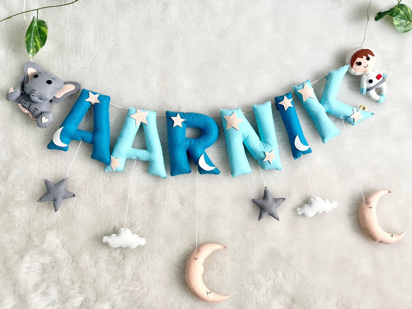 Elephant & Astronaut Theme Name Bunting