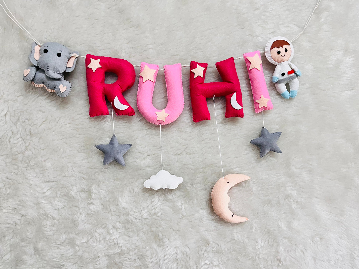 Elephant & Astronaut Theme Name Bunting