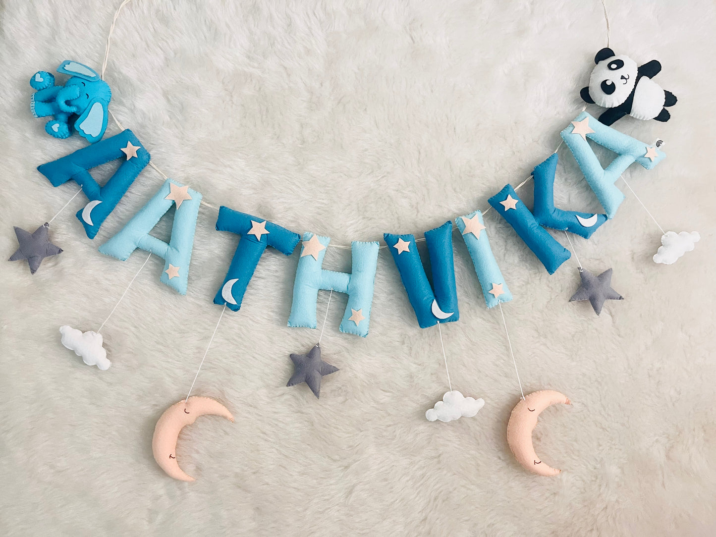 Elephant & Panda Theme Name Bunting