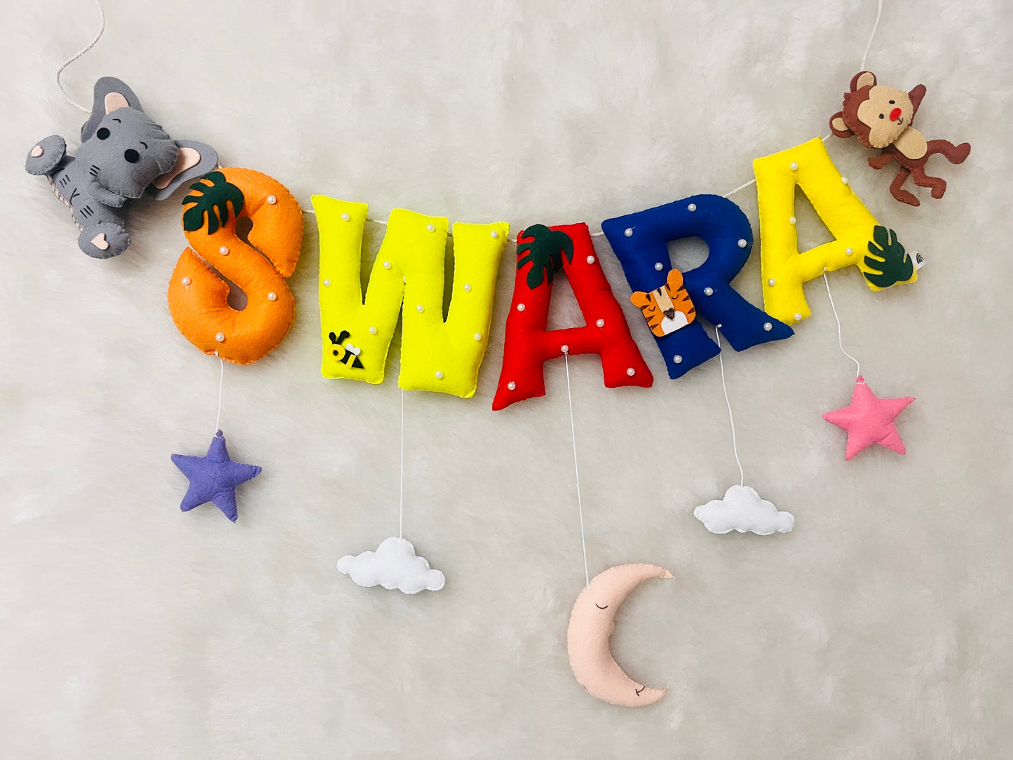 Elephant Monkey Theme Name Bunting