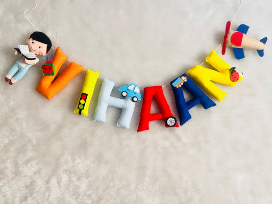 Boy & Aeroplane Theme Name Bunting