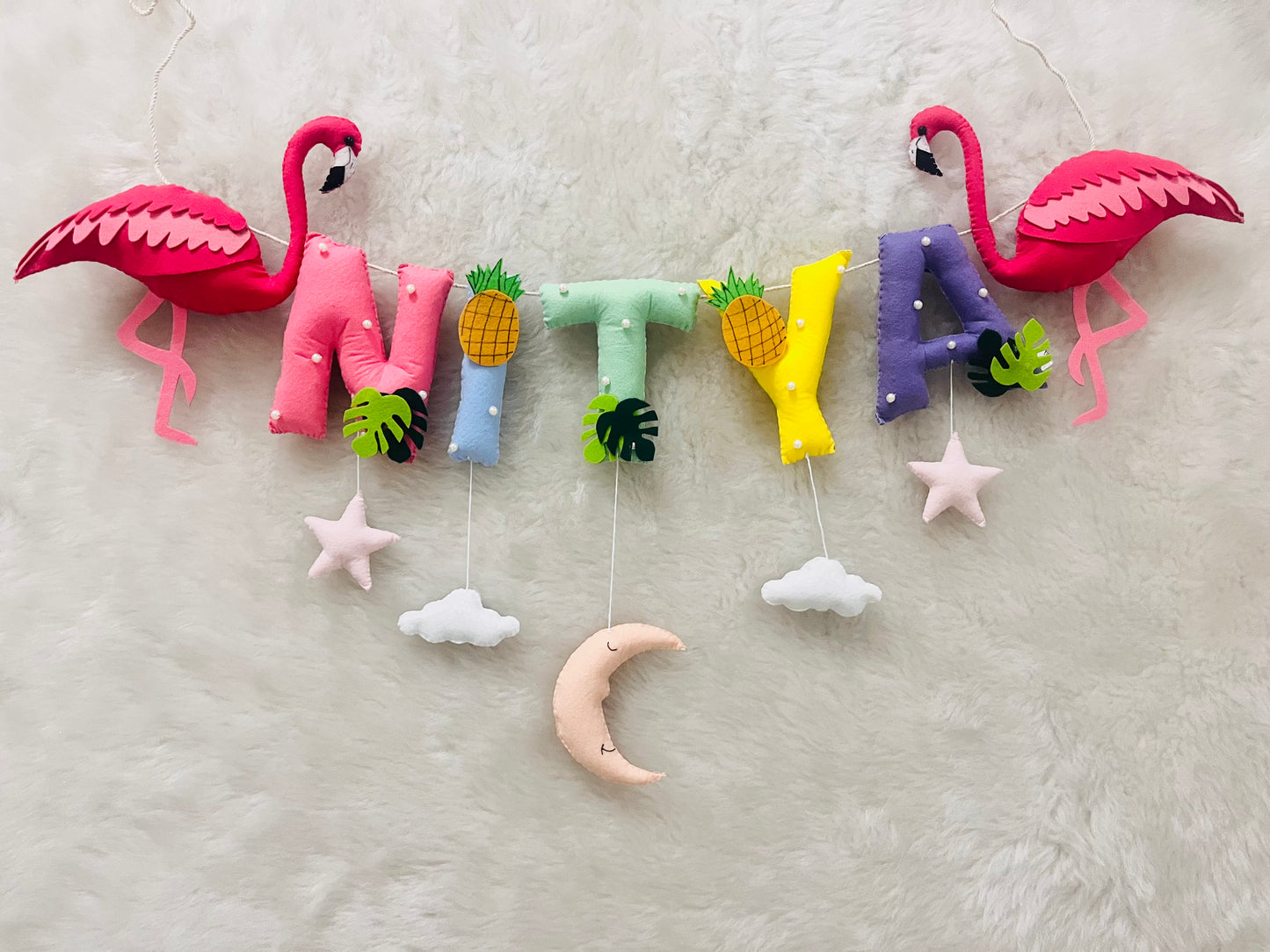 Flamingo Theme Name Bunting