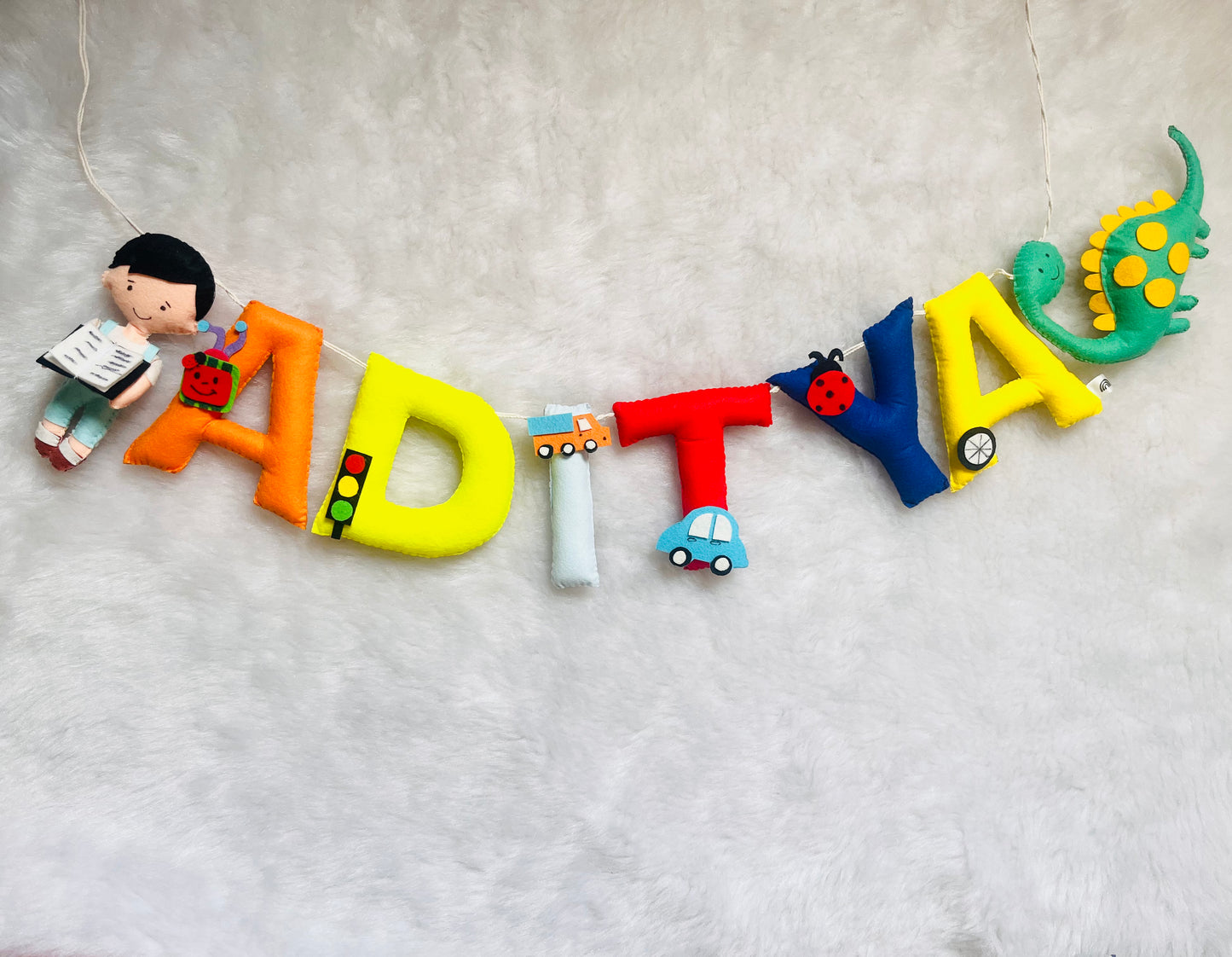 Boy & Dino Theme Name Bunting