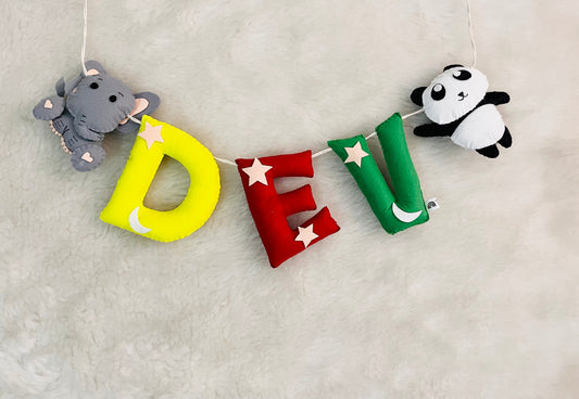 Elephant & Panda Theme Name Bunting