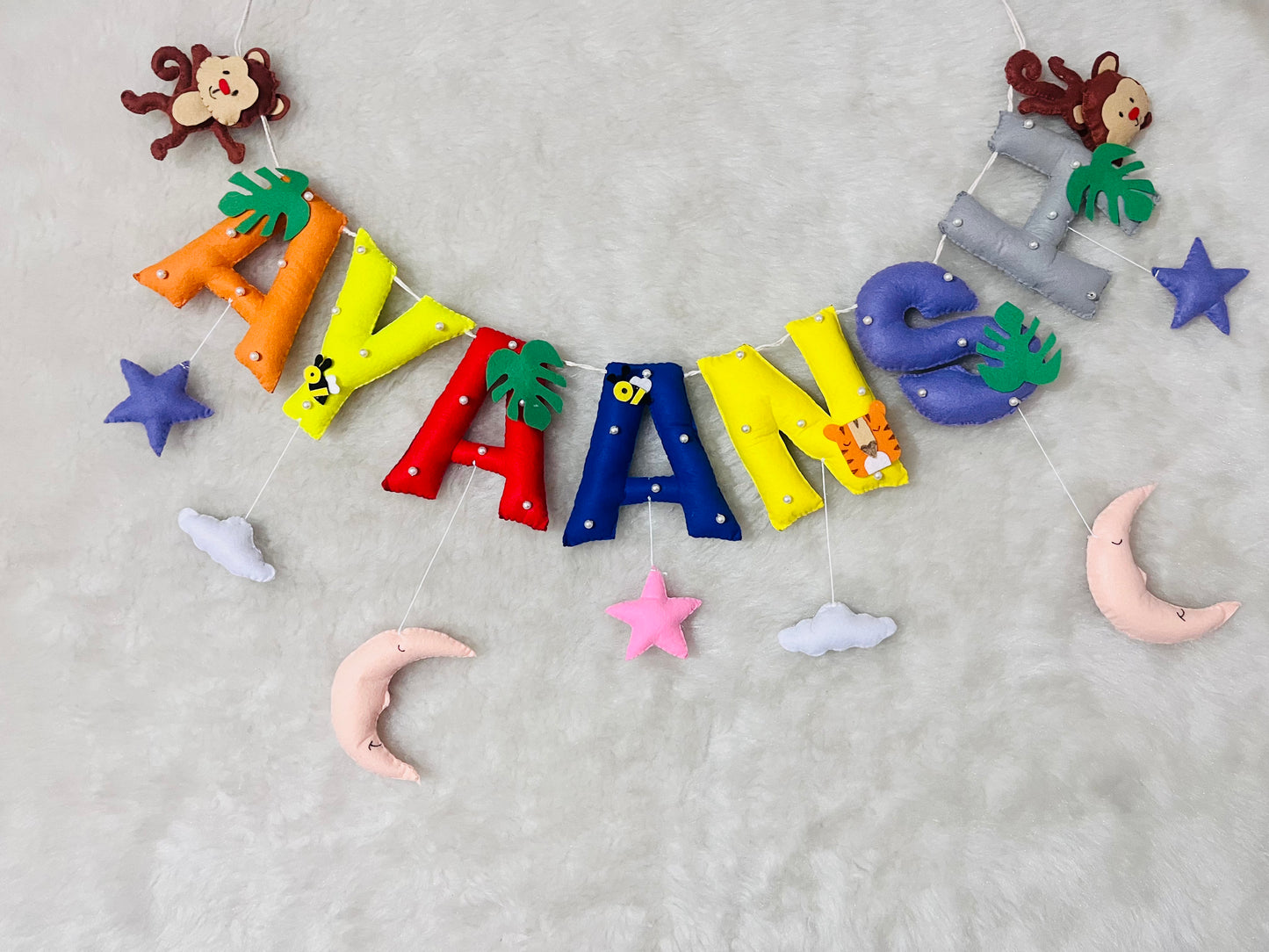 Monkey & Bee Theme Name Bunting