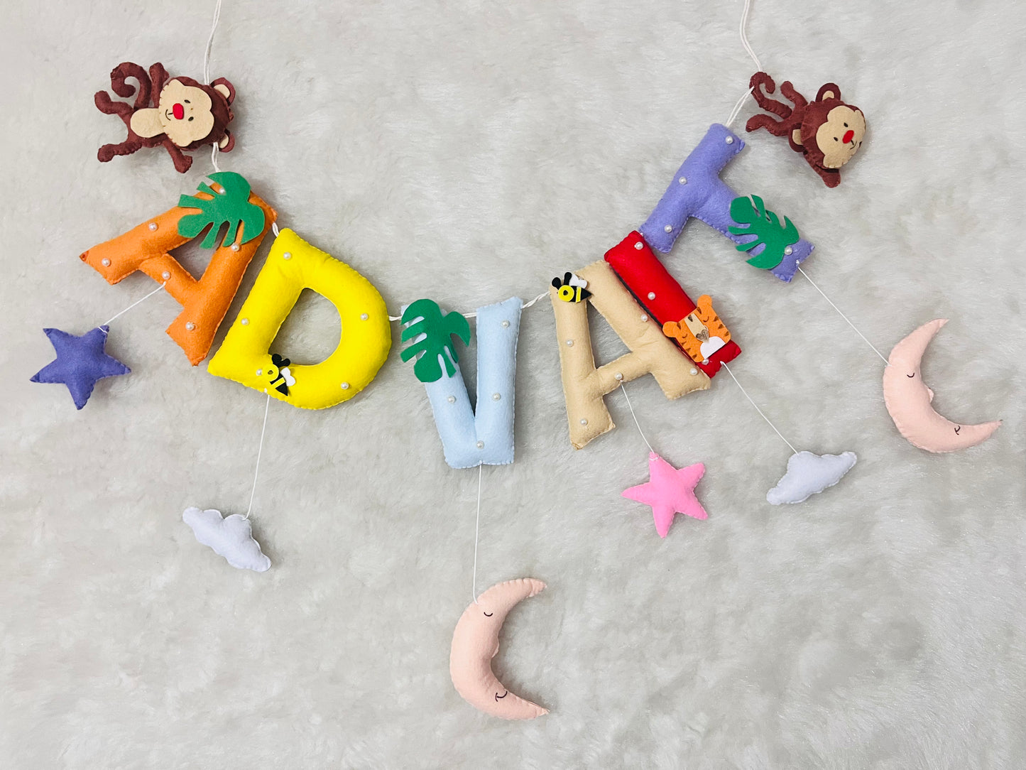 Monkey & Bee Theme Name Bunting
