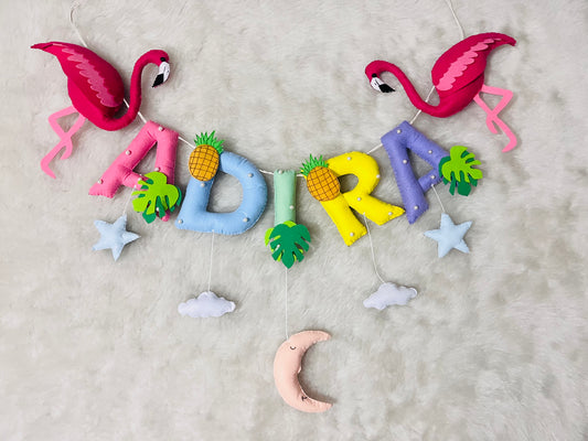 Flamingo Theme Name Bunting