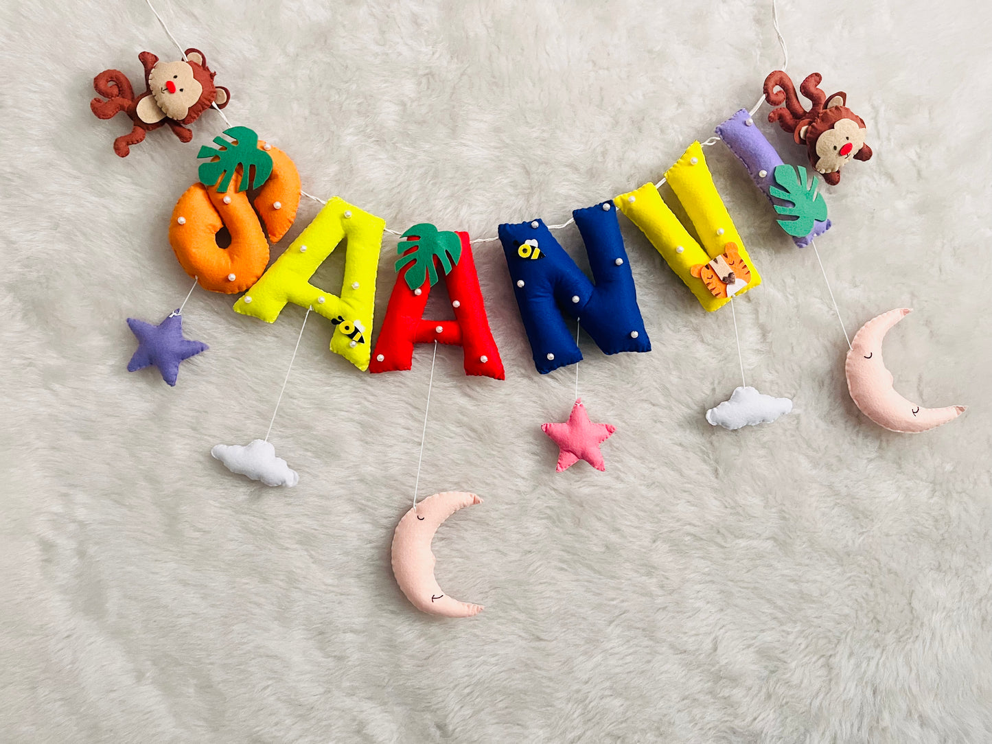 Monkey & Bee Theme Name Bunting